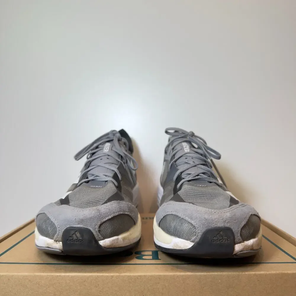 Adidas Adizero Adios 7 Mens 11.5 Gray White Running Training Sneakers Shoes